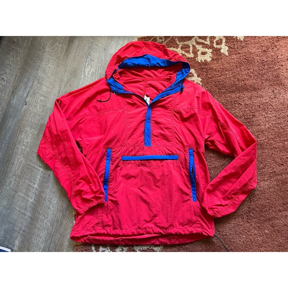Vintage REI Windbreaker Pullover Red Blue L Large 90s Nylon Lightweight Packable